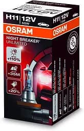 Галогенова лампа OSRAM H11 64211NBU NightBreakerUnlimited +110% 12V 55W PGJ19-2 10X10X1