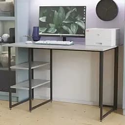 Стол письменный Кевин Ferrum-decor 75x140x60 Черный металл ДСП Бетон 16 мм (FRD-106555)