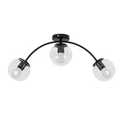 Люстра стельова LED Levistella 7529907-3 BK+CL, 3xE27, чорний метал + прозорі плафони, сучасний стиль