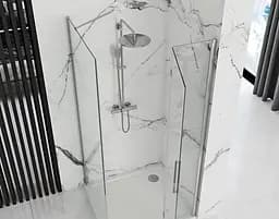 Душова кабіна Rea Molier 80x100 хром REA-K8534 + REA-K6371, Хром, Універсальна, прозорий - мініатюра 2