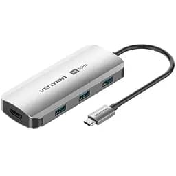 Док-станція USB3.1 Type-C - HDMI 60Hz/USB 3.0x3/PD 100W 5-in-1 Vention (TQDHB)