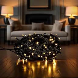 Новогодняя гирлянда комнатная нить Garlando Pro W220LED22MBY 22 м 220 LED черный провод Желтый свет