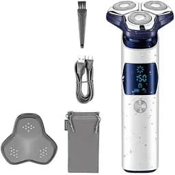 Електробритва для чоловіків XPRO V-328 роторна для вологого і сухого гоління з плаваючими головками біло-синя (41882-VGR V-328_533)