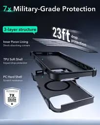 Протиударний чохол з підставкою ESR Cyber ​​Tough Case з Stash Stand (HaloLock) Black для iPhone 16 Pro Max (1A7660102) - мініатюра 3