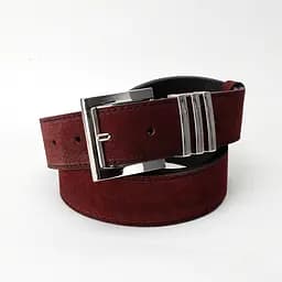 Ремень женский замшевый JK-4066 бордовый с серебристой пряжкой (120 см)