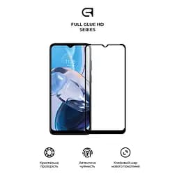 Захисне скло для Motorola E22, Full Glue HD, 2.5D, повністю прозоре, на весь екран, глянцеве, загартоване 9H, повне проклеювання по всій поверхні, з чорною рамкою, протиударне, кришталево чітке зображення, ArmorStandart (ARM67051) - мініатюра 2