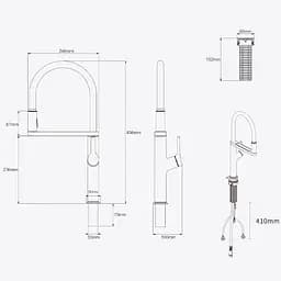 Кухонний змішувач з висувним виливом Xiaomi DIIIB (DXCF004-T) - мініатюра 7