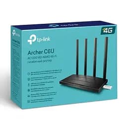 Роутер TP-LINK Archer C6U, Black, Wi-Fi 802.11a/b/g/n/ac, до 867 Mb/s, 2.4/5GHz, 4x100/1000 Mb/s, RJ45 100/1000Mb/s, 4 зовнішні незнімні анте - мініатюра 3