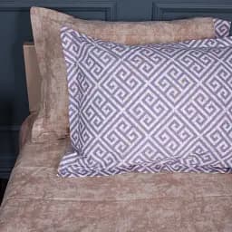 Наволочка MirSon Поплін 00-4 Geometry Beige 60х60 см бежева з фіолетовим (2200009702884) - мініатюра 2