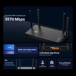 TP-Link Маршрутизатор Archer BE230 BE3600, 3xGE LAN, 2.5xGE LAN, 2.5xGE WAN, 1xUSB3.0 MESH - мініатюра 5