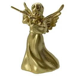 Новорічна підвіска MIS LT Янгол з сопілкою великий 6х4,5х10 см золотий
