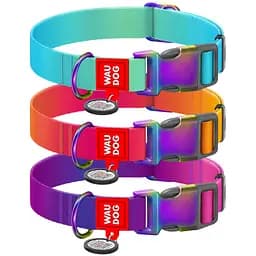 Нашийник для собак Waudog Nylon Recycled нейлоновий з QR паспортом S 15 мм 25-35 cм градієнт фіолетовий