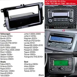 Перехідна рамка ACV Skoda Fabia, Octavia, Rapid, Roomster, SuperB, Yeti (281320-10-2 pro) - мініатюра 2