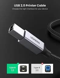 Кабель UGREEN US369 USB 2.0 to USB type B USB Printer Cable для принтерів, сканерів, МФУ 2 м Black (80803) - мініатюра 6