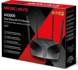 Роутер Mercusys MR80X Wi-Fi 802.11ax, 2976Mb, 3 LAN 10/100/1000Mb, Wi-Fi 6 - мініатюра 4