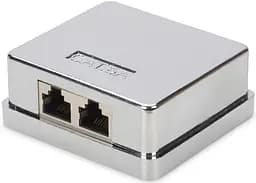 Настінна розетка CАТ 6A STP 2xRJ45 8P8C для зовнішньої проводки Digitus teh0018040