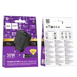МЗП Hoco CS84A Excellent PD30W+QC3.0 charger with digital display set(Cto C)(EU) Black - мініатюра 2