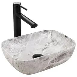 Умивальник Rea Belinda mini stone matt накладний REA-U3321, Сірий
