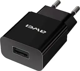 Зарядний пристрій AWEI C-810 Travel charger + Micro cable 1USB 2.4A Black - мініатюра 2
