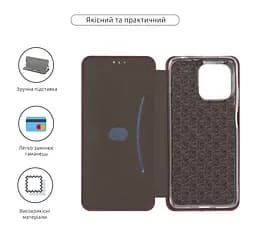 Чехол-книжка для Motorola G05/E15, G-Case, бордовый, кожаный чехол-книжка из экокожи (PU) и TPU, с магнитом, с подставкой и вместительным кардхолдером, противоударный, защита всего корпуса, ArmorStandart (ARM82968) - мініатюра 3