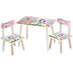 Дитячий столик Bambi M 501-26 Єдиноріг дерев'яний з цифрами та двома стільчиками