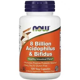 Пробіотики і пребіотики NOW 8 Billion Acidophilus & Bifidus, 120 вегакапсул