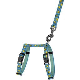 Шлея для котів та собак дрібних порід BronzeDog Urban Fruits Лимони з повідцем XS 18-27 см