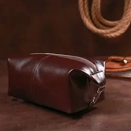 Шкіряна глянсова косметичка Shvigel 16407 коричнева - мініатюра 6