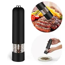 Електричний подрібнювач спецій млин сільничка перечниця перцемолка на батарейках для спецій перцю солі Чорний 84942