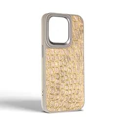 Кожаный чехол для Apple iPhone 14 Pro, Harder Crocosaur, бежевый, термополиуретан ТПУ + экокожа с текстурой крокодила, панель, защита корпуса, противоударный, микрофибра, рамка вокруг камеры, защита всего корпуса, (ARM76723) - мініатюра 2