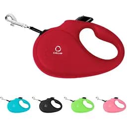 Поводок-рулетка Collar для собак, размер M, 25 кг, 5 м, светоотражающая лента, красный