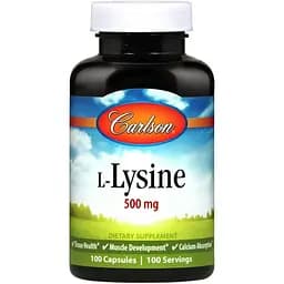 Аминокислота Carlson Labs L-Lysine 500 мг 100 капсул
