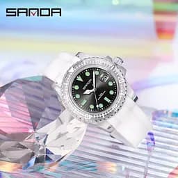 Наручний годинник чоловічий 9007 White-Black Sanda acs0030966 - мініатюра 3