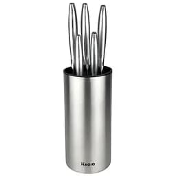Универсальный набор 5 кухонных ножей с подставкой из ножей нержавеющей стали для кухни Magio MG-1093 Серый