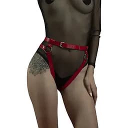 Гартери Feral Feelings - Belt Briefs, трусики, натуральна шкіра, колір червоний
