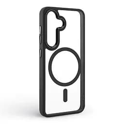 Чехол Samsung Galaxy S25 5G, Unit MagSafe, черный, прозрачный, магсейф, противоударный, магнитный, панель-накладка с поддержкой MagSafe, с поддержкой беспроводной зарядки, TPU+PC, защита всего корпуса, ударопрочный, ArmorStandart (ARM82260) - мініатюра 2