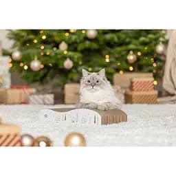 Дряпка Trixie для котів хвиля Різдвяна картонна біло-золота 43.5×8×20 см - мініатюра 5