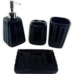 Набор аксессуаров для ванной комнаты No brand керамический черный 4 предмета 29x20.5x10 см