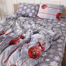 Наволочка MirSon Бязь 17-0657 Mistletoe 50х70 см сіро-червона (2200009611490) - мініатюра 2