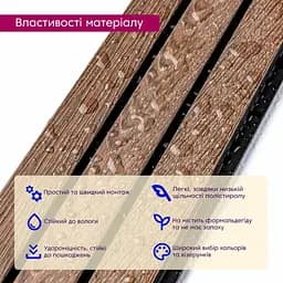 Рейка декоративна Wall Sticker PS 2900х120х12 мм Горіх SW-00001739 - мініатюра 4
