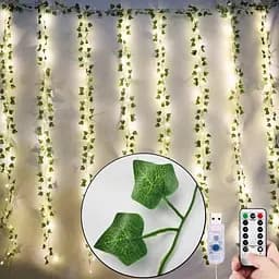 Листя плюща з гірляндою 100 LED, штора 3×1 м