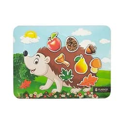 Дерев'яний пазл-вкладиш "Їжачок" Vladico 3240-05-007, 34х25 см, 8 елементів