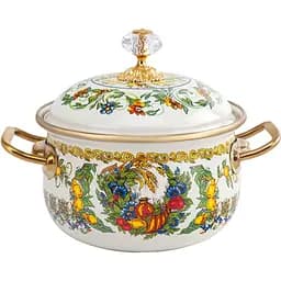 Каструля емальована Elmani Vitaly з кришкою 14 см 1.5 л (763-019)