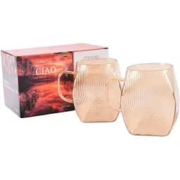 Набор кружек Vittora Ciao VT-5103-400 2 стеклянные чашки 400 мл Золотистый