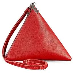Шкіряна жіноча сумка-косметичка Піраміда червона