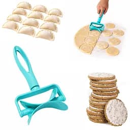 Ролик кулінарний ніж для вирізування з тіста кругів для вареників, пельменів, печива 17.5 см Бірюзовий 88294