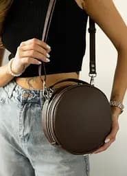 Жіноча кругла сумка Sambag Bale шоколадна 20 х 20 х 10 см (52200020) - мініатюра 7