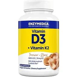 Вітаміни та мінерали Enzymedica Vitamin D3 + Vitamin K2, 60 капсул