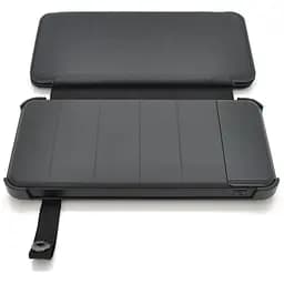 Power bank 12000 mAh Solar, Input:5V/1A(microUSB), Output:5V/2,1А(2хUSB), rubberized case, Black, BOX