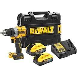 Дрель-шуруповерт DeWALT бесщеточная XR Li-Ion PowerStack 18 В 5 Ач 90 Нм 0-650/0-2000 об/мин патрон 13 мм быстрозажимной 2 аккумулятора PowerStack 18 В 5 Ач зарядное устройство чемодан TSTAK (DCD800H2T)